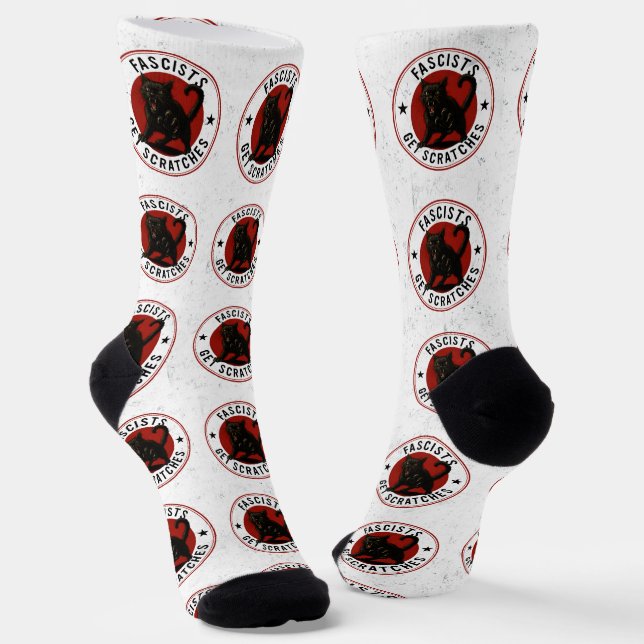 Cats Against Fascists Socks (Angled)