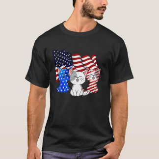 Cats American Flag 4th Of July T-Shirt