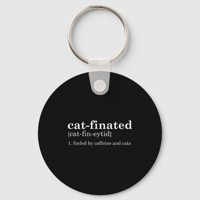 Cats &amp; Coffee Lover Funny Caffeine Quote Coffe Key Ring (Front)