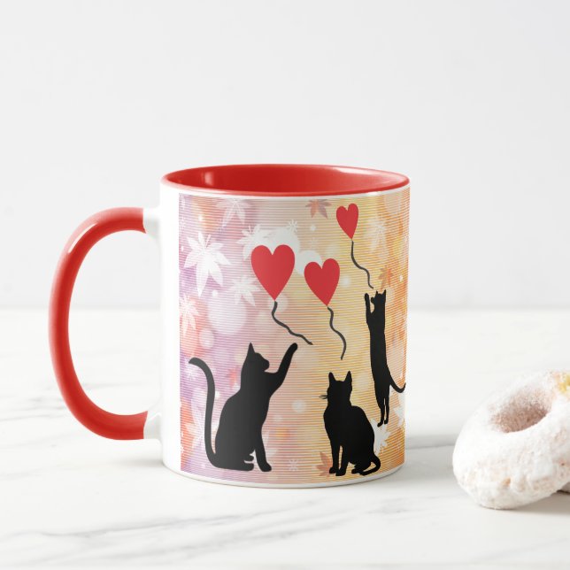 Cats And Balloons Mug (With Donut)