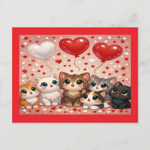 Cats and Balloons Wedding Engagement Announcement Postcard