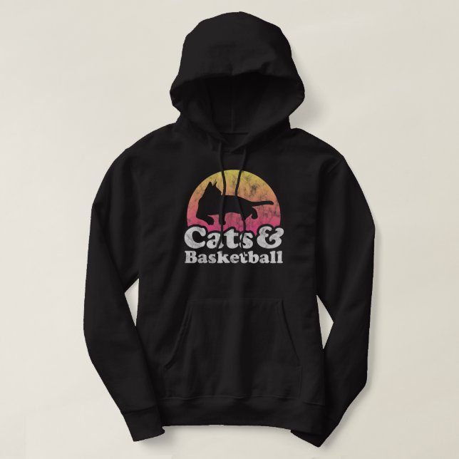 Cats and Basketball Men or Women Cat and Basketbal Hoodie (Design Front)
