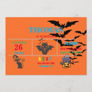 Cats and Bats Halloween Invitation