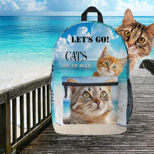 Cats and Beach Colourful Photo Printed Backpack