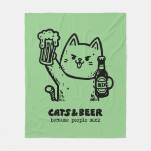 Cats and beer 1 fleece blanket