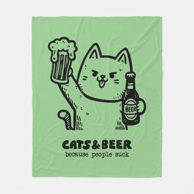 Cats and beer 1 fleece blanket (Front)