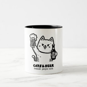 Cats and beer 1 Two-Tone coffee mug