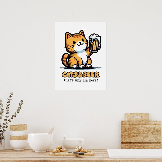 Cats and beer 2 poster (Kitchen)