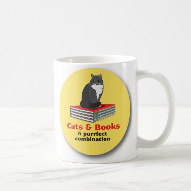 Cats and Books ... a purrrfect combination Coffee Mug (Right)