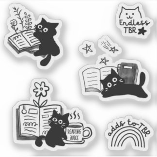 Cats and Books Animal Doodles Cute Bookish Pack