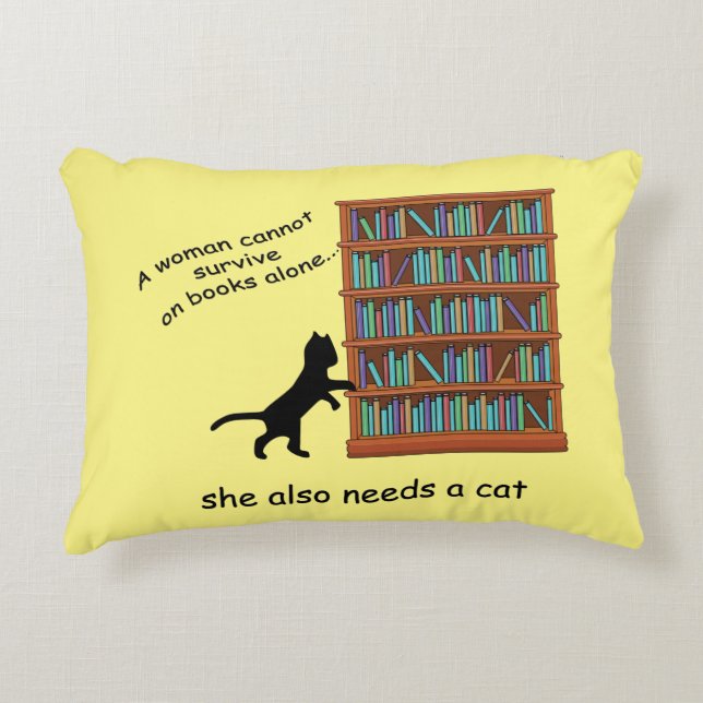 Cats and Books Decorative Cushion (Front)