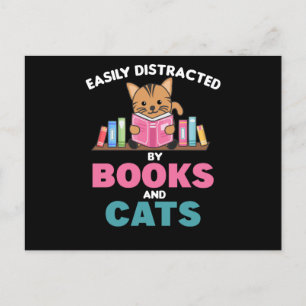 Cats And Books Funny Saying With Book And Cat Postcard
