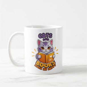 Cats and Books Make Me Happy Coffee Mug