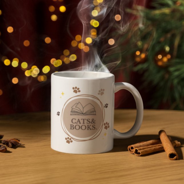 Cats and books minimalist design Mug (Creator Uploaded)