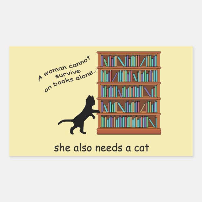 Cats and Books Rectangular Sticker (Front)