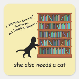 Cats and Books Square Sticker