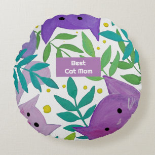 Cats and branches Best cat mom day Round Cushion