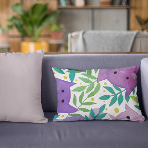 Cats and branches - purple and green decorative cushion