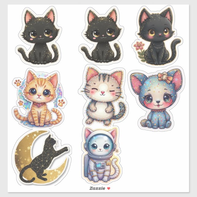 Cats and Cats Custom-Cut Vinyl Sticker (Sheet)