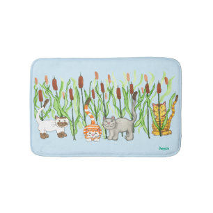 Cats and Cattails Bath Mat