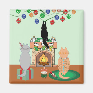 Cats and Christmas - A Winter Illustration Magnet