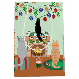 Cats and Christmas - A Winter Illustration Medium Gift Bag