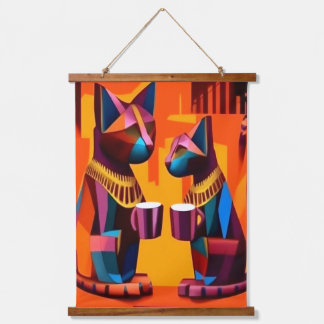 Cats and Coffee Hanging Tapestry
