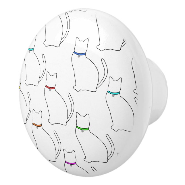 Cats and Collars Ceramic Knob (Right)