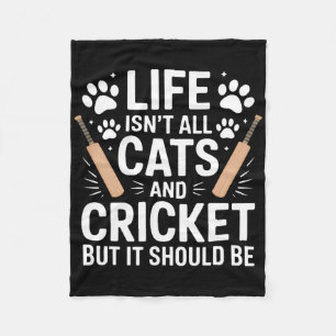 Cats And Cricket Funny Cricket Fleece Blanket