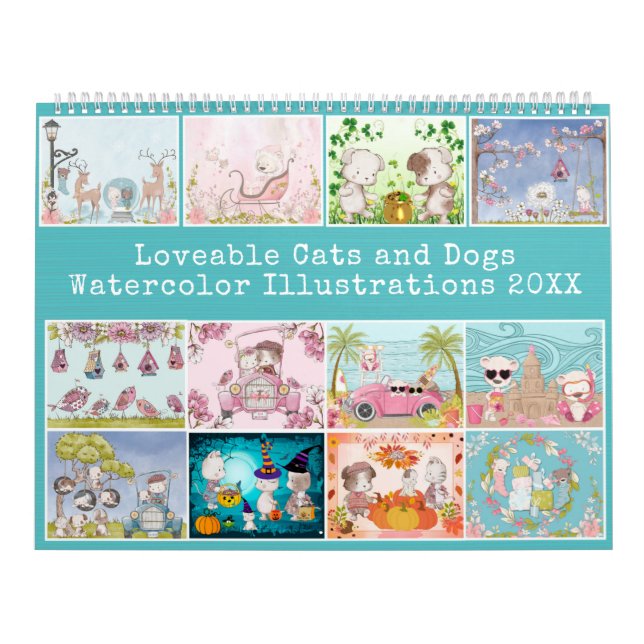 "Cats and Dogs" Adorable Watercolor Illustrations Calendar (Cover)