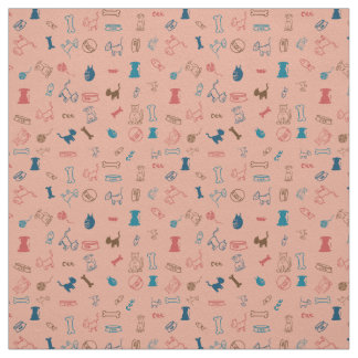 Cats and Dogs and The Toys they Love Fabric