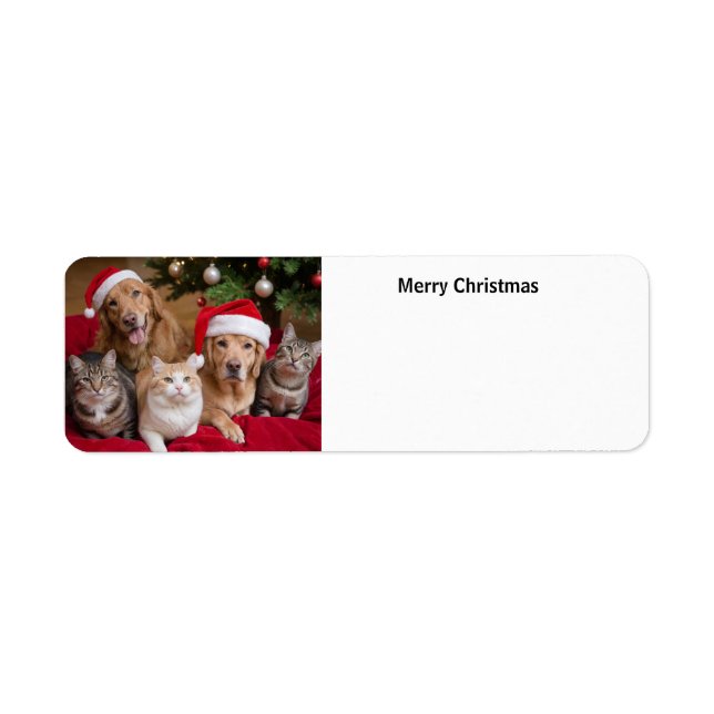 Cats and Dogs Christmas  Return Address Label (Front)