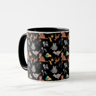 Cats And Dogs Pattern Design On Black  Mug