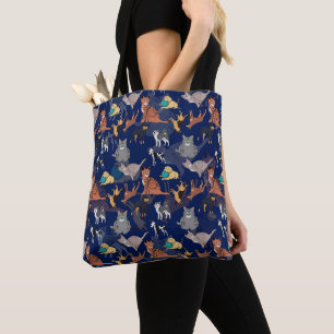 Cats And Dogs Pattern Design On Blue Tote Bag