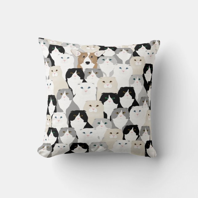 Cats and Dogs Throw Pillow (Front)