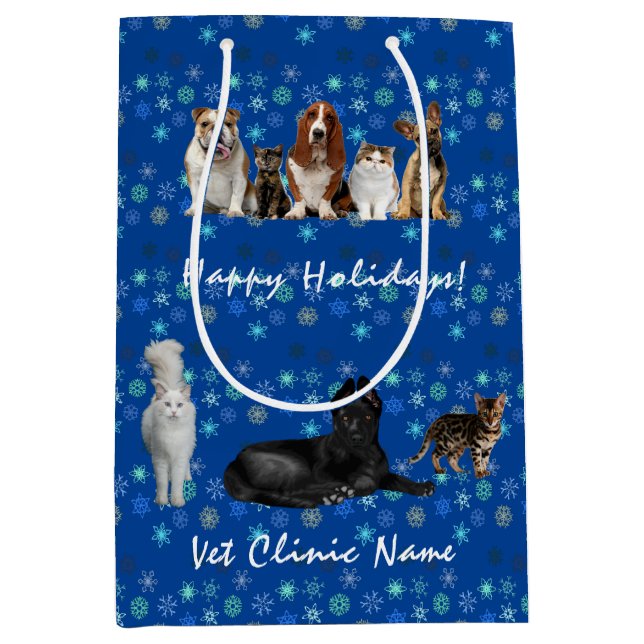  Cats and Dogs Veterinarian on Blue    Medium Gift Bag (Front)