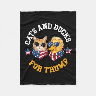 Cats And Ducks For Trump 2024 Fleece Blanket