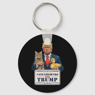 Cats And Ducks For Trump 2024 Kittens And Ducks Fo Key Ring