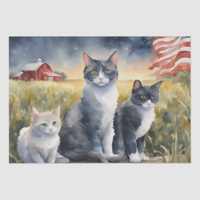 Cats and Fireworks Decoupage Paper (Front)