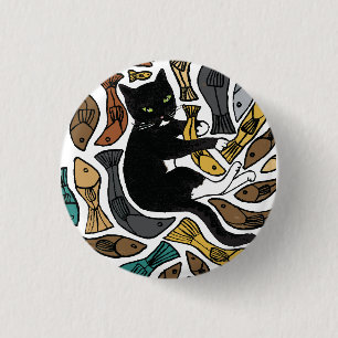 Cats and fish badge