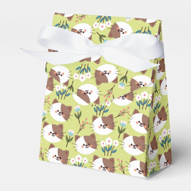 Cats and Flowers Favour Box (Front Side)