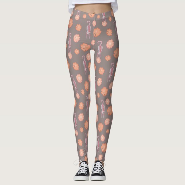 Cats and flowers leggings (Front)