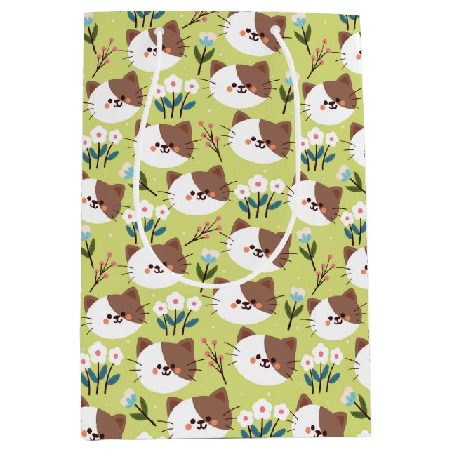 Cats and Flowers Medium Gift Bag (Front)