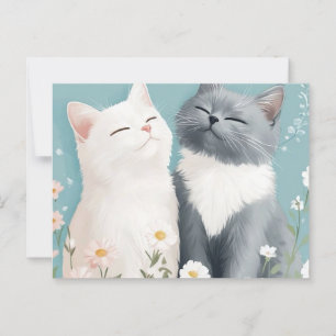 Cats and flowers postcard