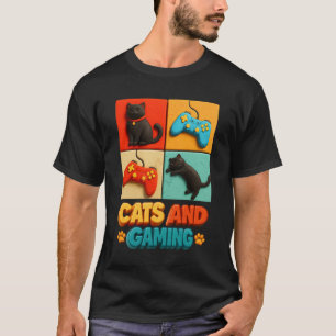 Cats And Gaming Black Cat Gamepad Gamer Video Game T-Shirt