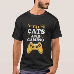 Cats And Gaming Cat Lover Gaming Gamer Funny T-Shirt