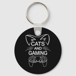Cats And Gaming Funny Cat Lover Gaming Gift Gamer Key Ring