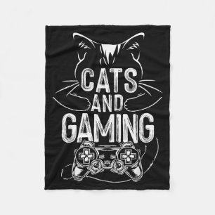 Cats And Gaming Funny For Gamer, Cat Lover, Cat Mo Fleece Blanket