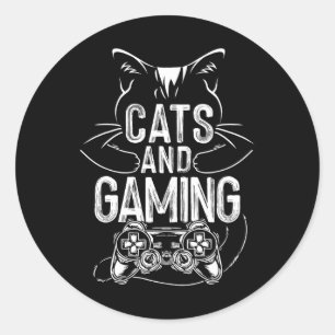 Cats And Gaming Funny For Gamer Cat Lover Cat Mum Classic Round Sticker