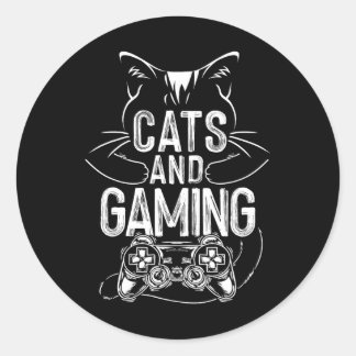 Cats And Gaming Funny For Gamer Cat Lover Cat Mum Classic Round Sticker